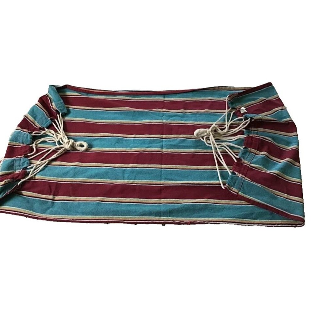 Woven One Person Hammock Outdoors Indoor Multi Color Stripes Rope Camping 33x 72